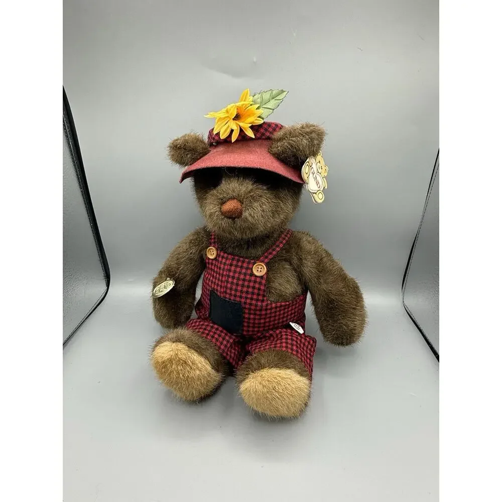 Vintage GUND Teddy Bear Pair Buffalo Plaid Boy Girl Plush w/ Tags 14” Fall